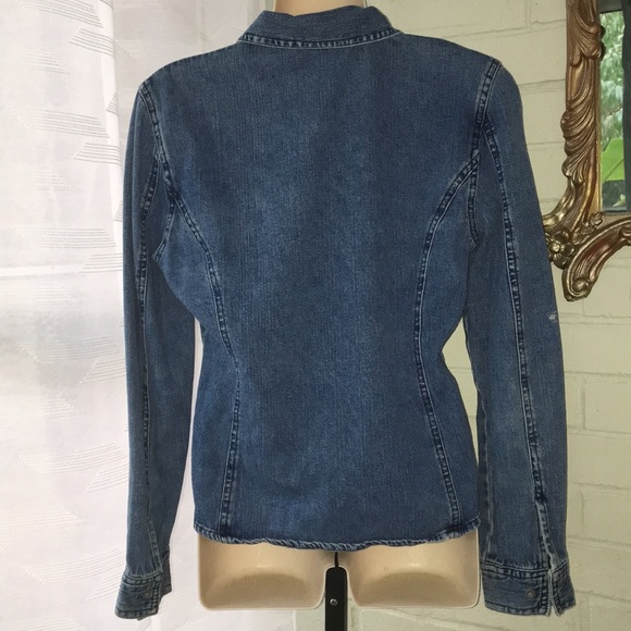 Vintage denim American eagle JEAN button down long sleeve western fitted top M - Picture 11 of 11